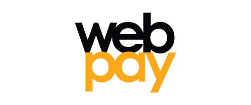 Webpay logo with black 'web' text and orange 'pay' text.